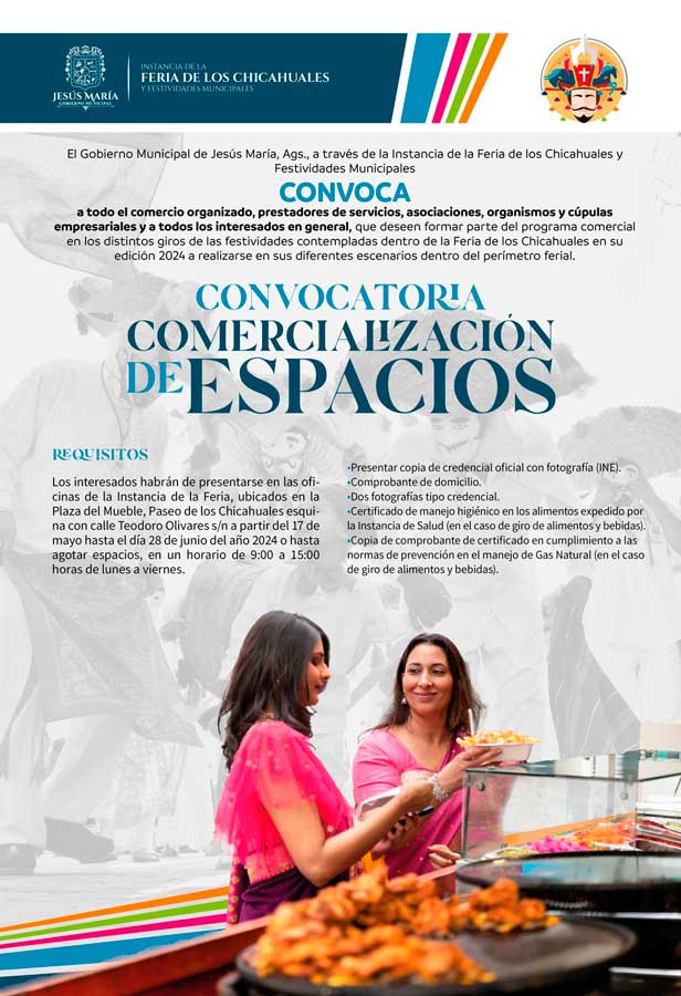 Lanzan convocatoria para la comercialización de Espacios en la Feria de los Chicahuales 2024 en el municipio de Jesús María.