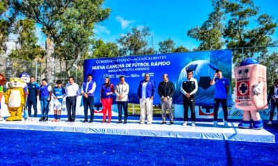 Nueva cancha de futbol 7 en el Parque Rodolfo Landeros en Aguascalientes.