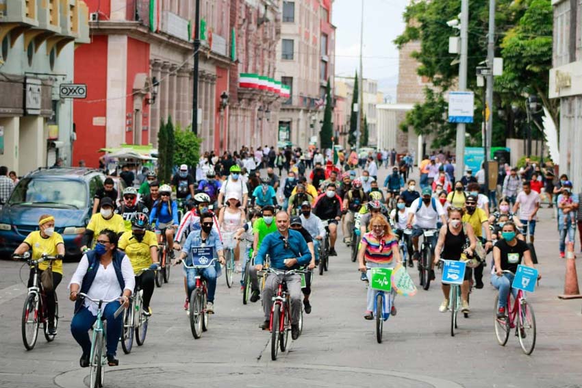 Rodada ciclista en Aguascalientes para festejar el Día Mundial sin Auto