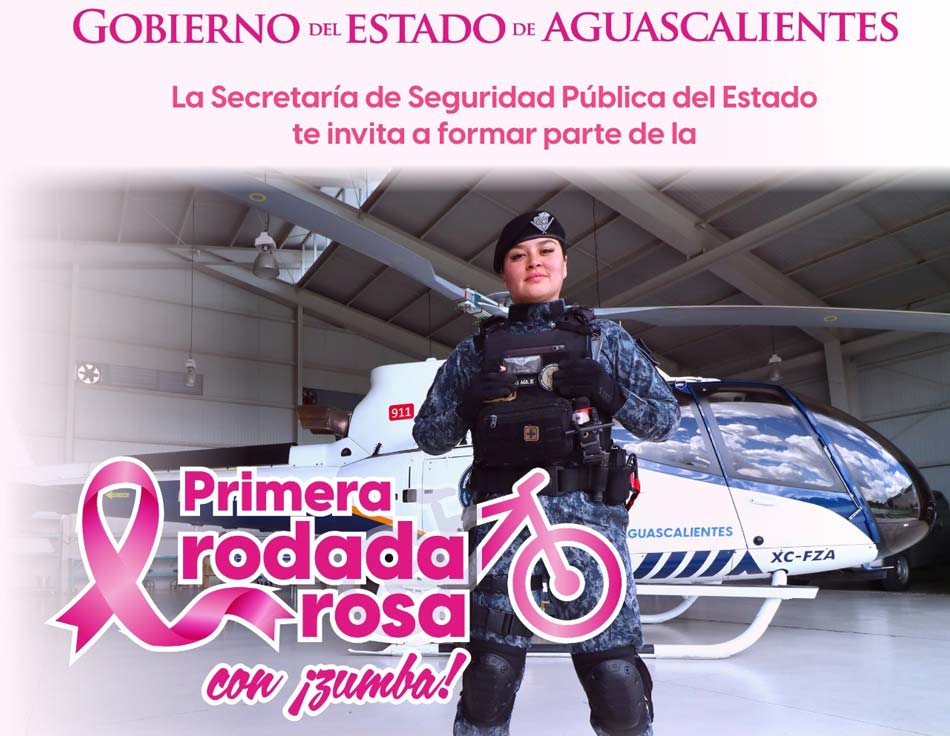 Se parte de la 1er rodada rosa con zumba de la SSPE en Aguascalientes