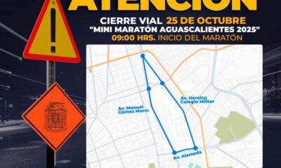 Policía municipal informa sobre cierres viales por el “mini maratón Aguascalientes 2025”