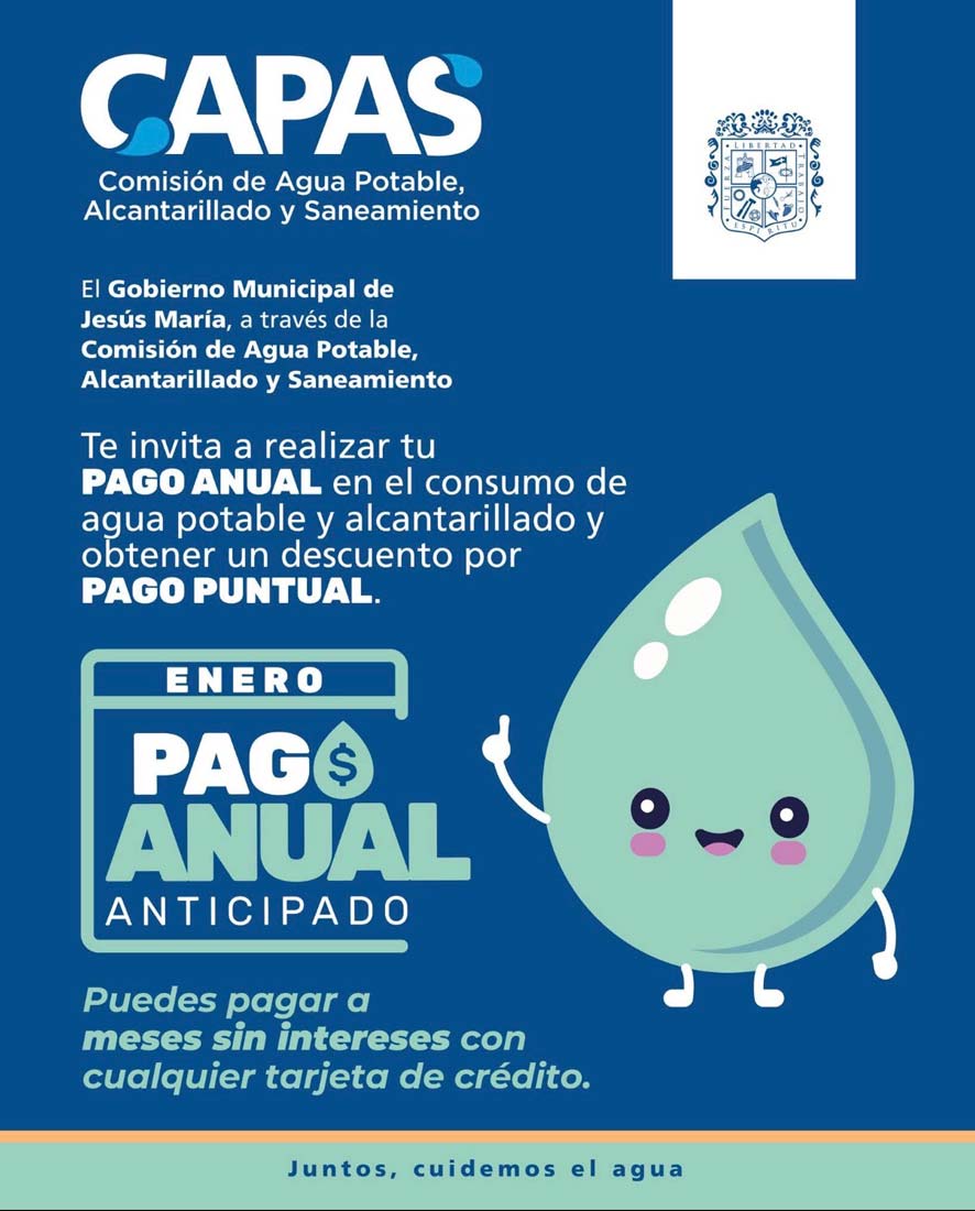 Gobierno de Jesús María invita a aprovechar el pago anual anticipado de agua potable