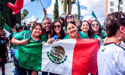 Afición de Aguascalientes celebra victoria de México ante Sudáfrica
